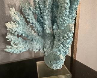Blue Faux Coral Sculpture on Acrylic Base