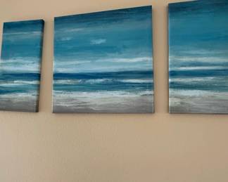 Abstract Seascape Triptych Canvas Wall Art