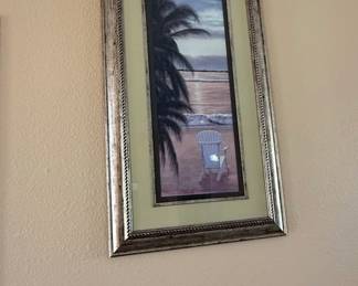 Coastal Scene Framed Print with Adirondack Chair by Diane Romanello