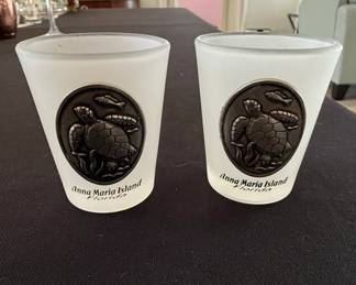 Anna Maria Island Turtle Frosted Glass Shot Glasses Set of