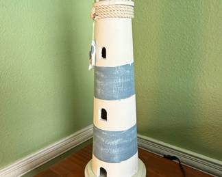 Nautical Lighthouse Table Lamp with Rope Detail and Fish Charm