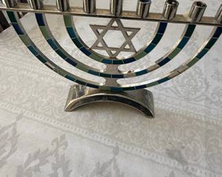 Enamel and Metal Menorah with Star of David