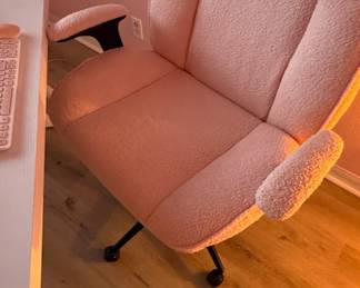 Pink Teddy Fabric Office Chair