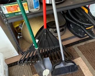 Gardening Tool Set with Broom, Rake, and Shovel