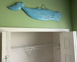 HandCarved Wooden Sperm Whale Wall Decor