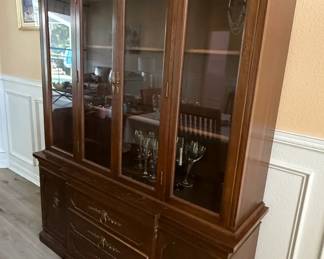 Vintage Broyhill China Cabinet with Glass Doors and Drawers