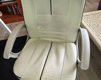 White Faux Leather Executive Office Chair with Black Trim