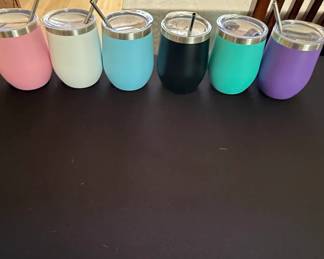 Set of oz Insulated Stemless Wine Tumblers with Lids and Straws