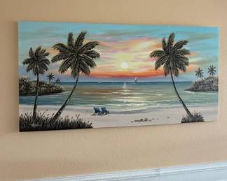 Tropical Beach Sunset Painting by HANS