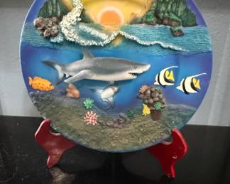 Bahamas Souvenir Plate with Shark and Angelfish