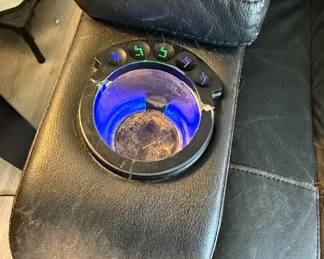 Black Leather Power Reclining Sofa with Cup Holders and LED Lights second image