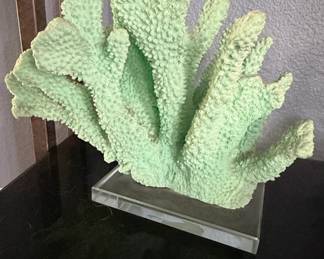 Green Faux Acropora Coral Specimen on Acrylic Base