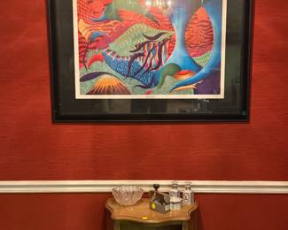 Unique artwork and small table 