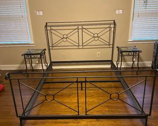 Charles P. Rogers heirloom iron  campaign bed and matching side tables