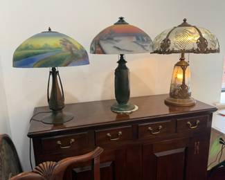 Slag glass lamps