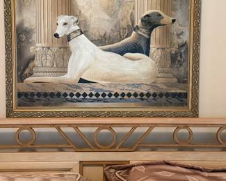 #62 - $100 - Decorative painting of whippets dogs Van Stanford 44x34