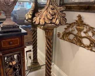 #23 - $110 - Italian antique gilded Pedestal swirl  8wx38t