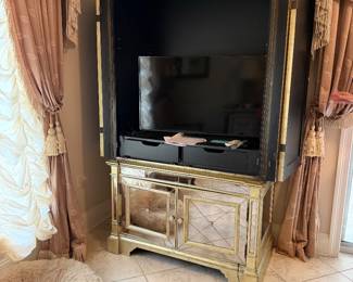 #65 - $300 - Mirrored & gold armoire 46"Wx27"Dx 87"