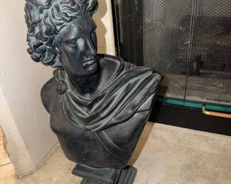 #25B - $68 -  Male black ceramic bust 10wx24