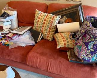 #53 - $200 - Orange sofa bed microsuede 73x37x40T