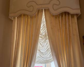 #57 - $200 each - 2 windows set of curtains cream damask upholstery