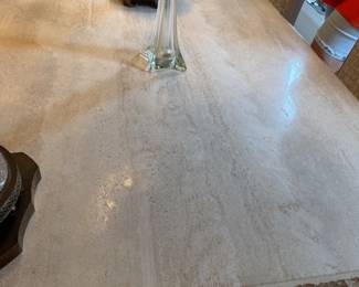 #43A - $900 - Dining table granite top with granite pedestal 80"x43Wx29 1/2 - buy with chairs $1,000