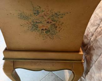 #64 - $150 - Italian style bench with painted flowers wood 61Wx19Dx33T - pillow needs redo