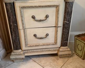 #61 - $200 set - Night chests 2 drawers wood painted faux columns 30x30x14