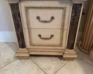 #61 - $200 set - Night chests 2 drawers wood painted faux columns 30x30x14