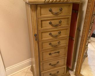 #70 - $140 - Jewelry chest taupe 44"Tx12Dx18W