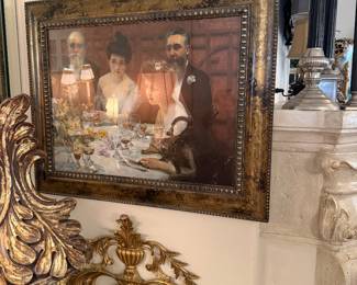 #24 - $70 - Paul-Chavas framed art dinner party 33wx26.5t