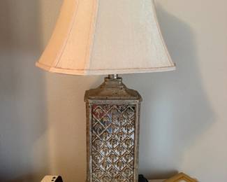 #63 - $120 - Pair of Lamps mirrored with palm trees 