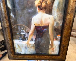 #20 - $50 - Late night tea framed art 22wx26t Paul Chabas