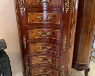 #52A - $250 each - Tall chest 6 drawers kidney shape 1960's French style - 2 available