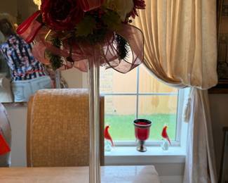 #44 - $100 - Two retro 1970's tall trumpet vases 35"T
