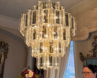 #45 - $400 - Chandelier glass retro 1980's 24x24 + chain