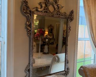 #42 - $280 - Silvered quality mirror Italian style with mirrored accents 53x34
