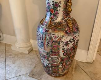 #12 - $400 - Temple size ginger jar multi color oriental 19x36t