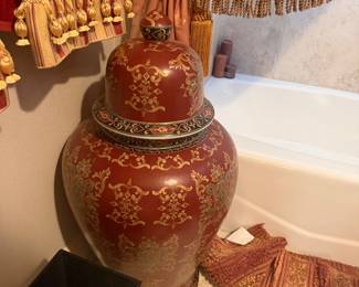 #58 - $60 - Oversized Red urn with lid 16x34