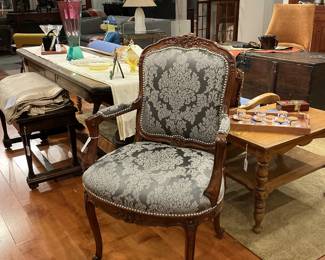 Louis XV Style Carved Walnut Fauteuil Chair