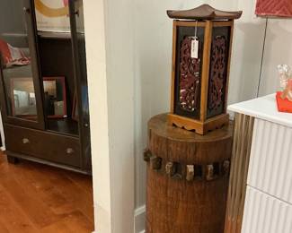 Pagoda Style Carved Wood Table Lamp