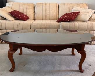 Queen Anne-style coffee table and Rowe Furniture sofa