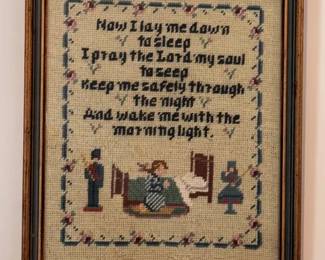 Framed vintage cross stitch
