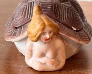 Victorian "naughty lady" in a tortoise shell boudoir vanity box
