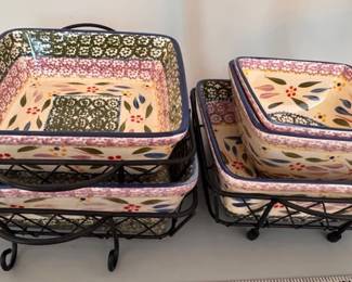 Temp-tations bakers with holders, bowls in 'Old World Confetti' pattern