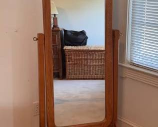 Vintage oak cheval mirror