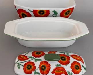 Poppy-motif 3 piece "butter boat"