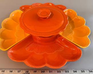 MCM California pottery chip and dip set