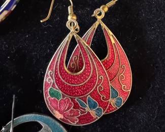 Assorted pierced cloisonne earrings