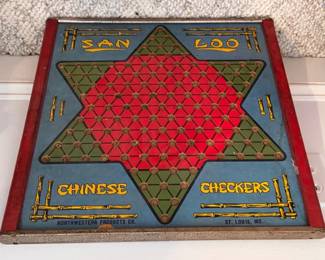 Vintage Chinese checkers and checkers board